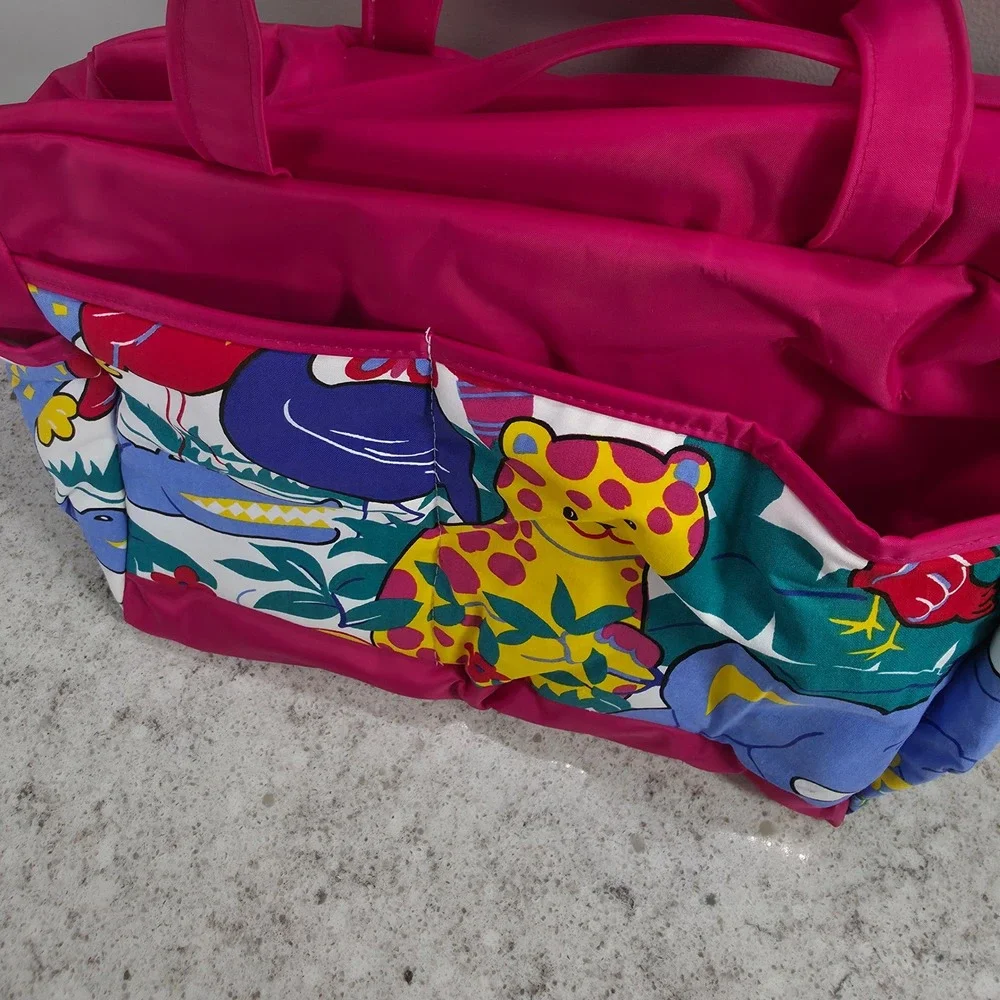 Vintage Monica Design Pink Jungle Animal Print Diaper Bag Kalencom USA Made NWT
